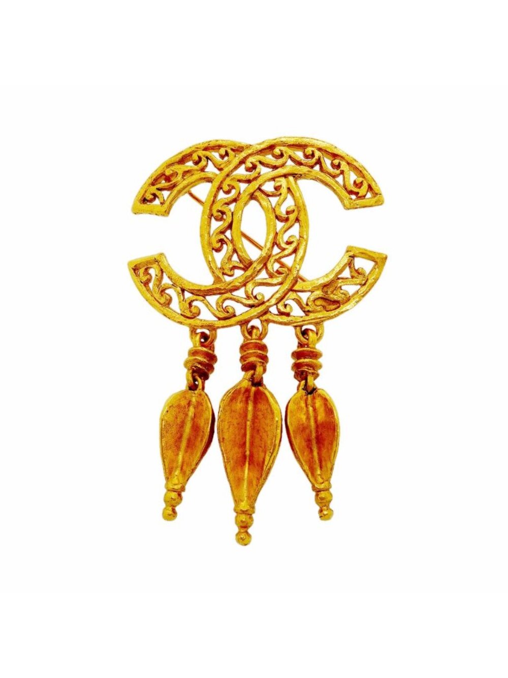 Chanel Brooch Vintage CC Logo Gold Plated